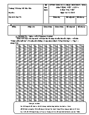Đề kiểm tra định kỳ cuối học kì I môn Tiếng Việt Lớp 4 - Năm học 2015-2016 - Trường TH Điệp Nông (Có đáp án)